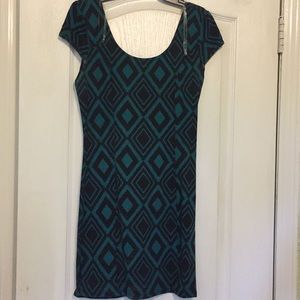 Black and green print mini dress